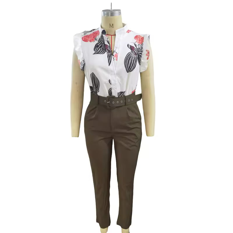 Florabel - Conjunto Elegante con Mangas Volantes