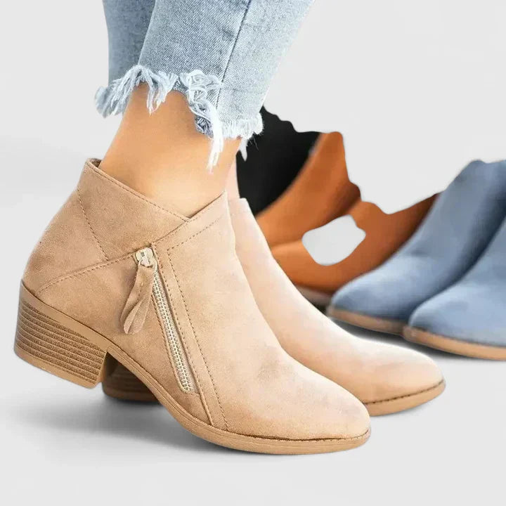 Héloïse | Botines de Ante con Cremallera Elegantes