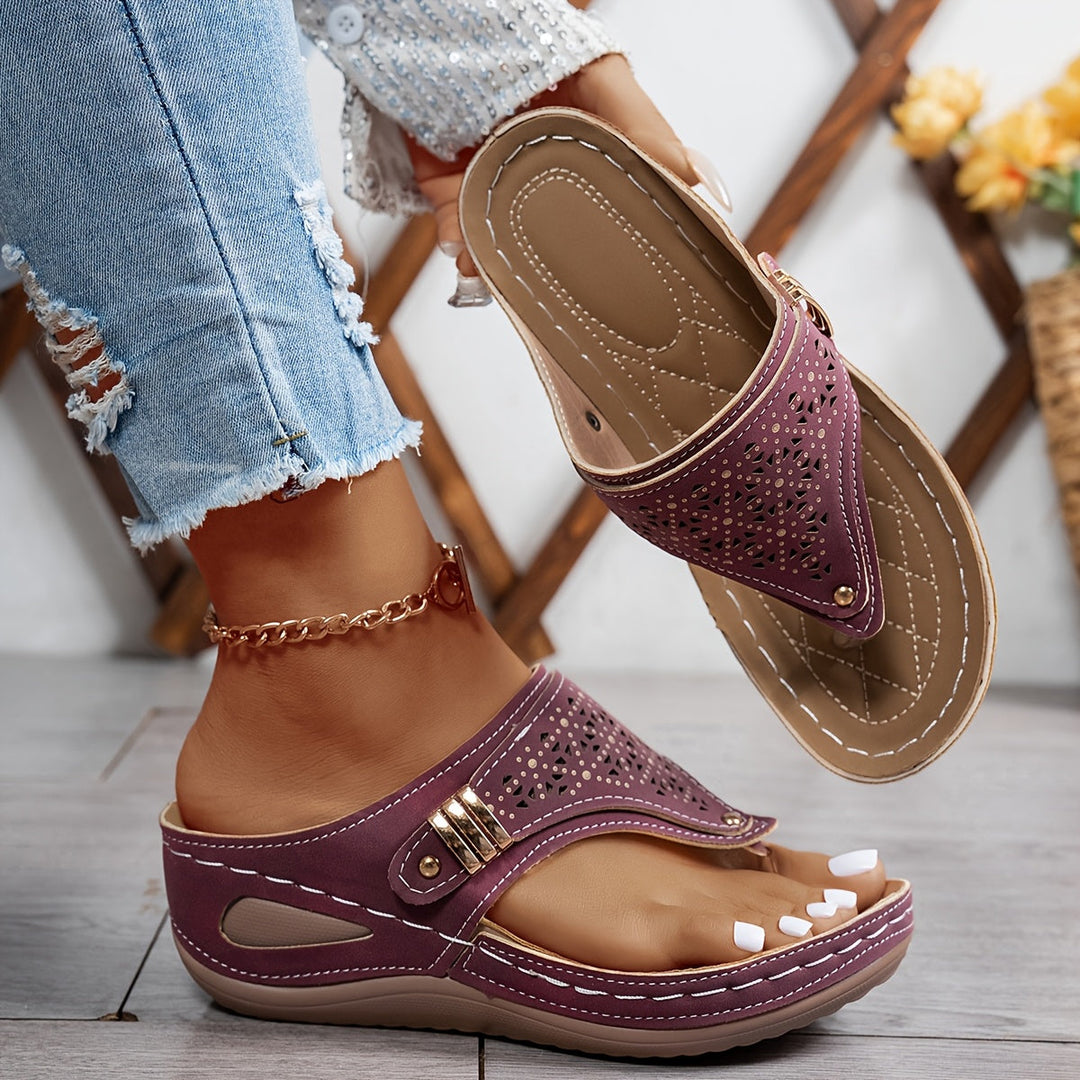 Léonie | Sandalias de Cuña Abiertas Chic
