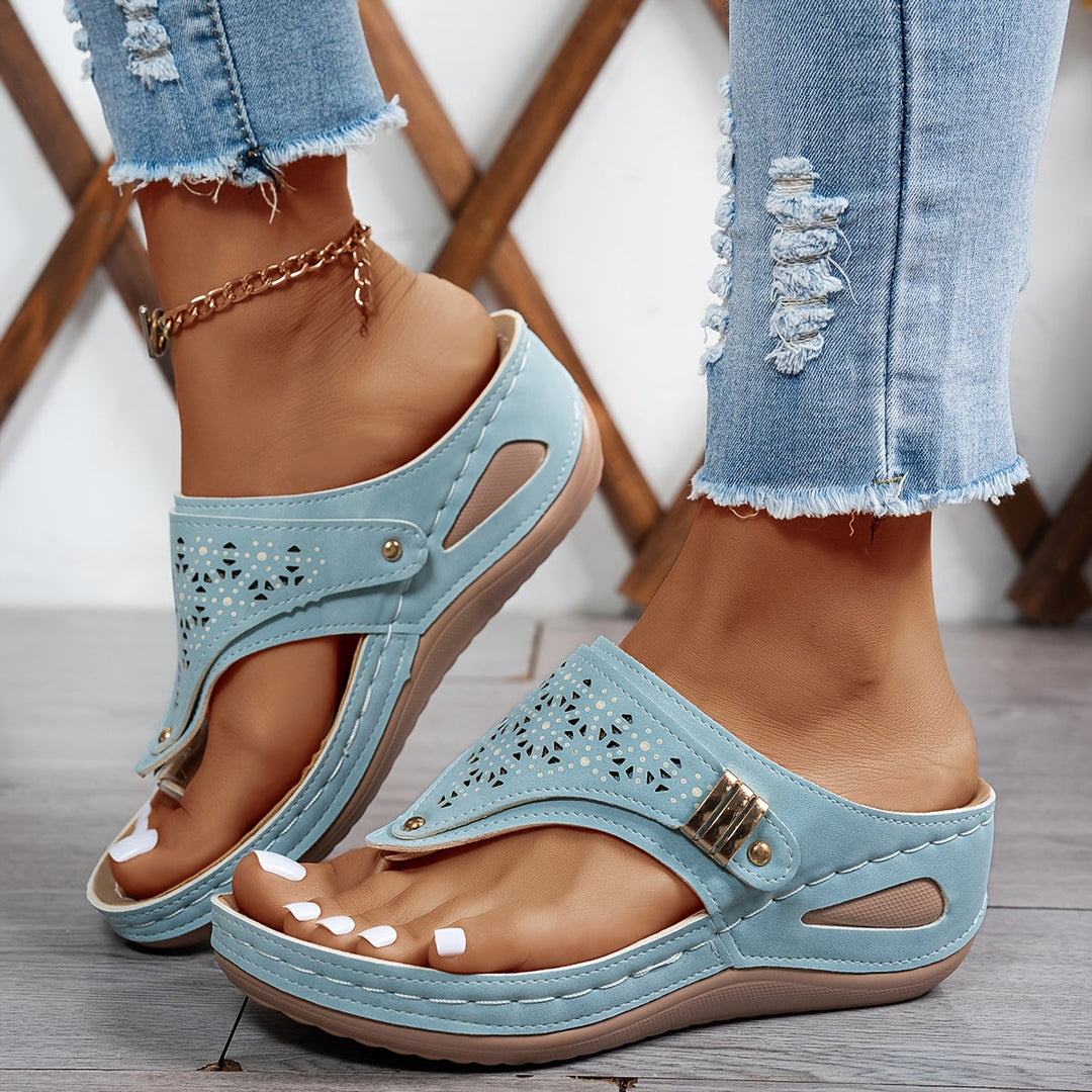 Léonie | Sandalias de Cuña Abiertas Chic