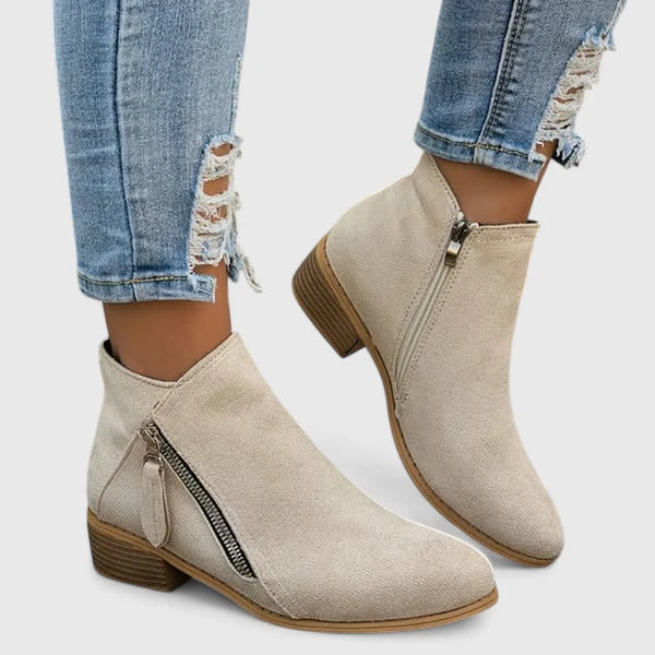 Armelle | Botines de Ante con Cremallera Lateral