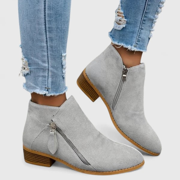 Armelle | Botines de Ante con Cremallera Lateral