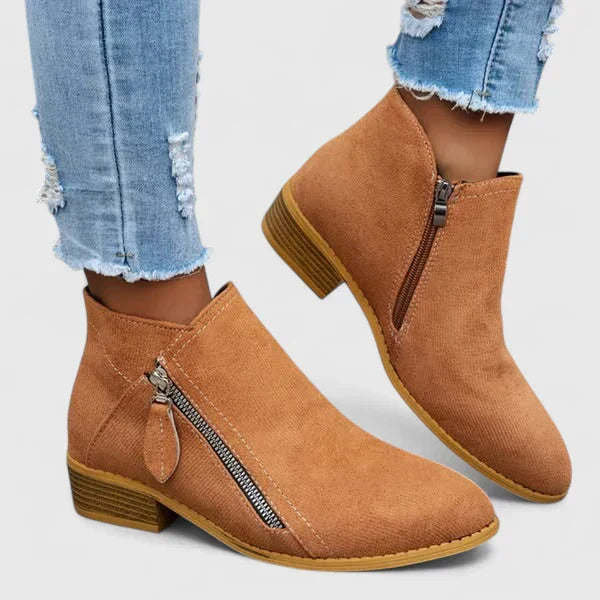 Armelle | Botines de Ante con Cremallera Lateral