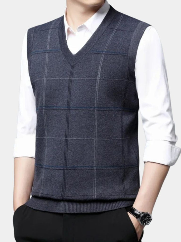 Academic Checkered Knit Vest - Dalton & Rowe