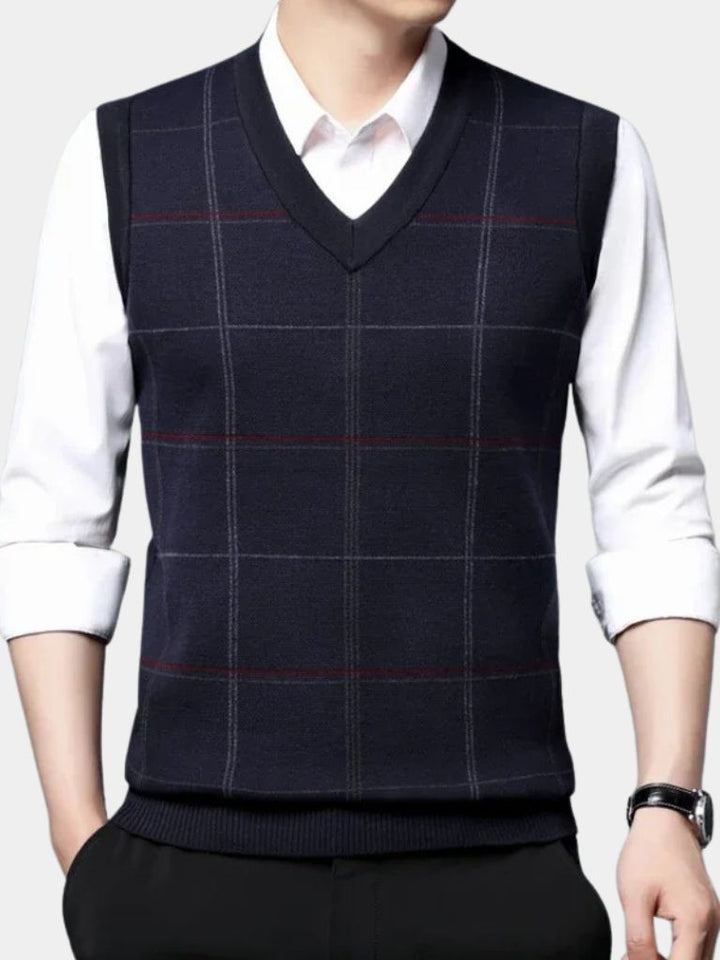 Academic Checkered Knit Vest - Dalton & Rowe