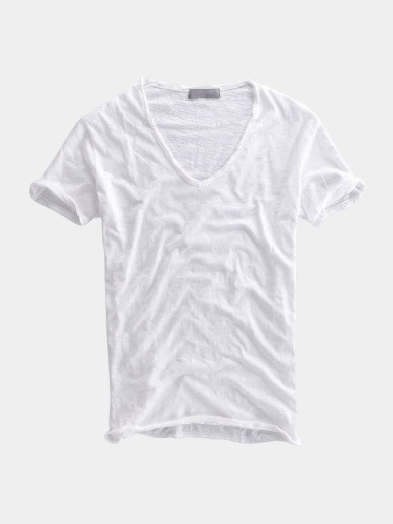 Albo Classic Linen V Neck T-Shirt - Dalton & Rowe