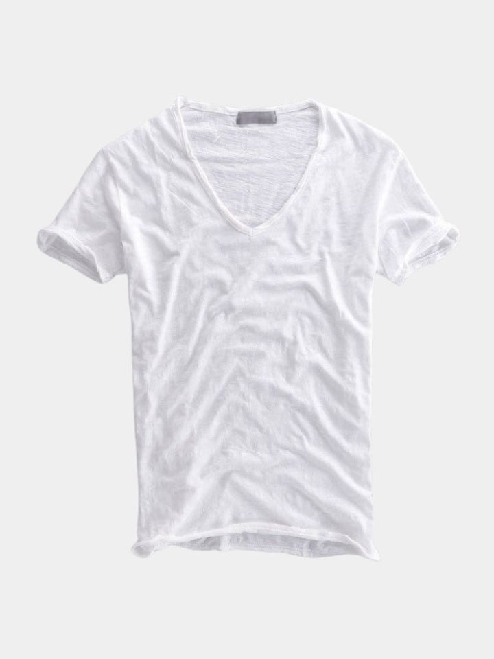 Albo Classic Linen V Neck T-Shirt - Dalton & Rowe