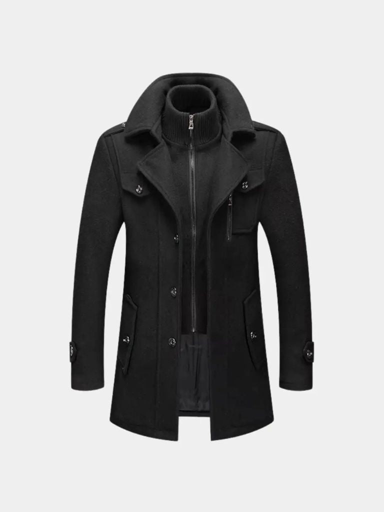 Aristocratic Black Wool Overcoat - Dalton & Rowe