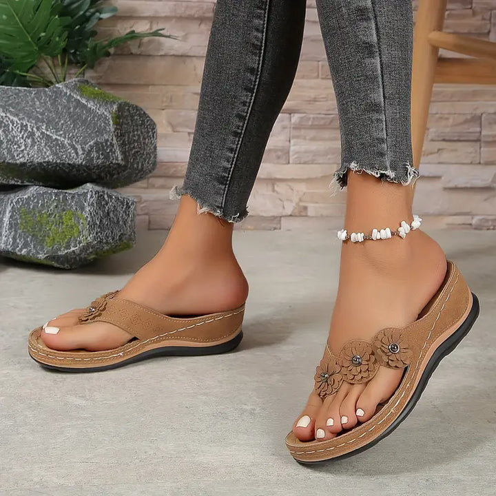 Lysiane | Sandalias Ortopédicas Florales con Cuña