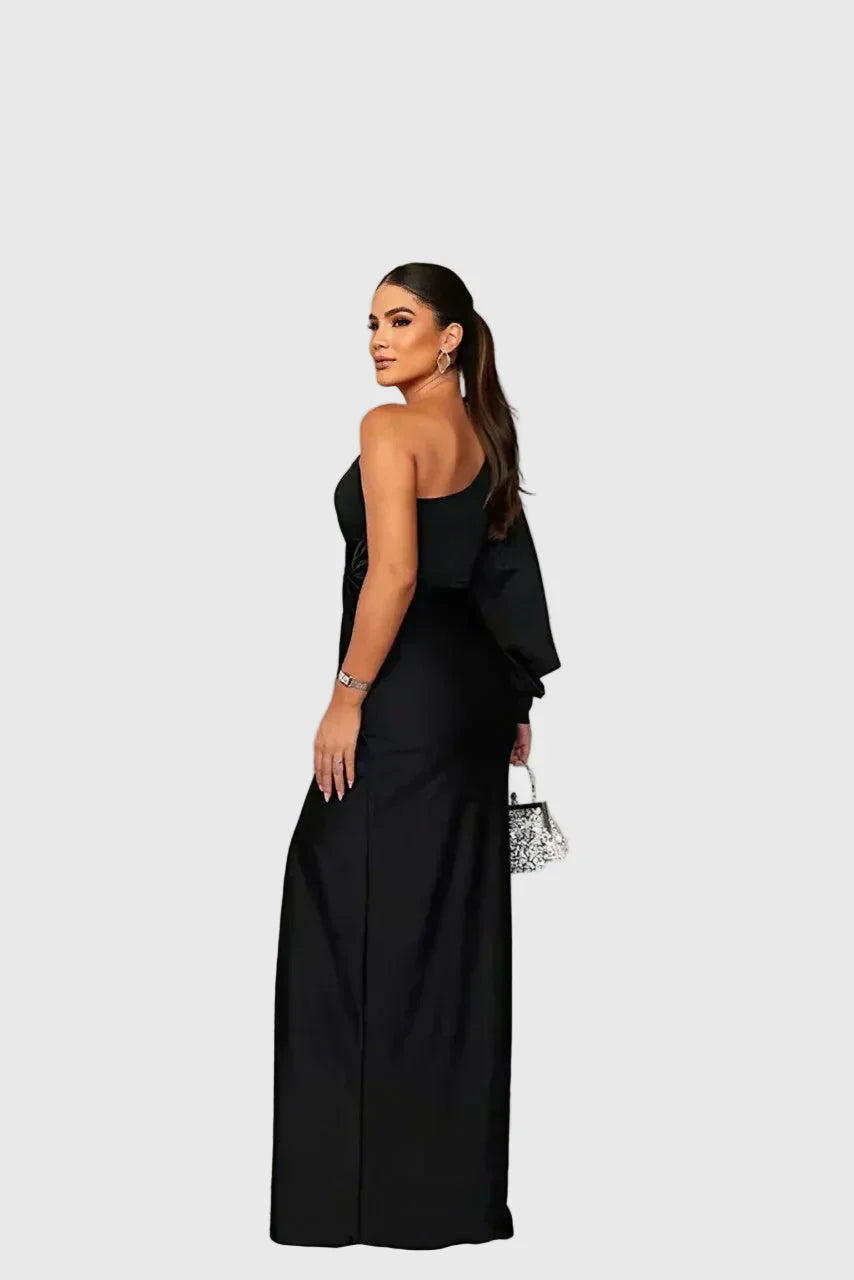 Auriane | Vestido Maxi Asimétrico Satinado