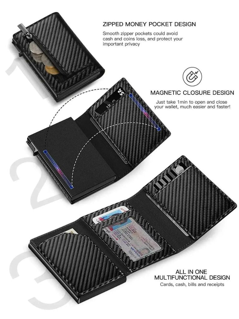 Carbon Fiber Wallet with Air Tag Holder RFID Blocking - Dalton & Rowe