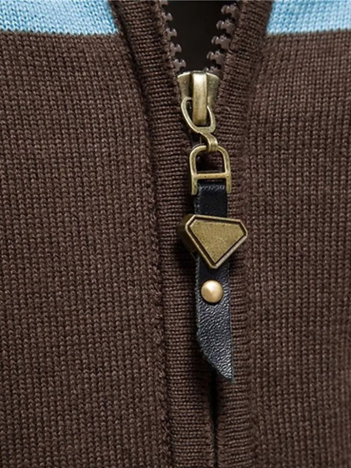 Cardigan Sweater Zipper Standing Collar Knitwear - Dalton & Rowe