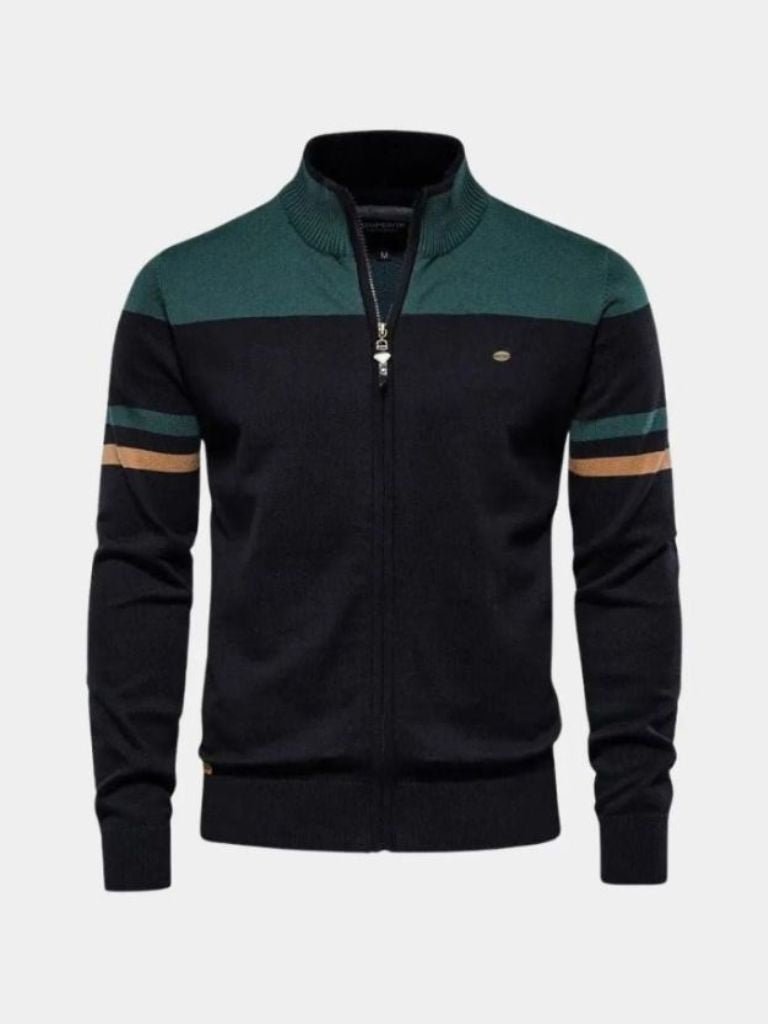 Cardigan Sweater Zipper Standing Collar Knitwear - Dalton & Rowe