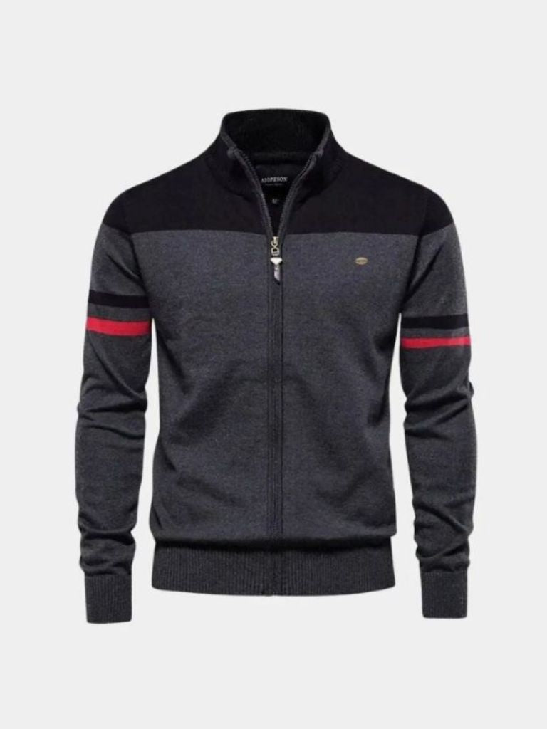 Cardigan Sweater Zipper Standing Collar Knitwear - Dalton & Rowe