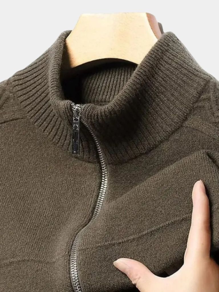 Cashmere Zip Sweater Knit Turtleneck - Dalton & Rowe