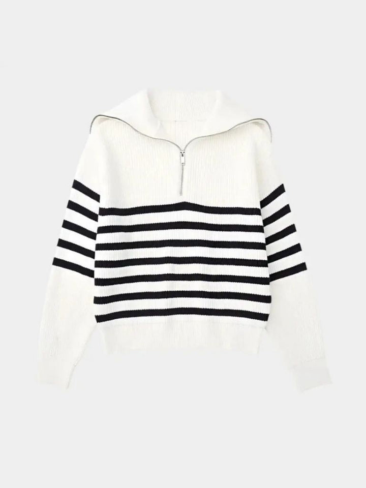 Casual Striped Zip Up Sweater - Dalton & Rowe