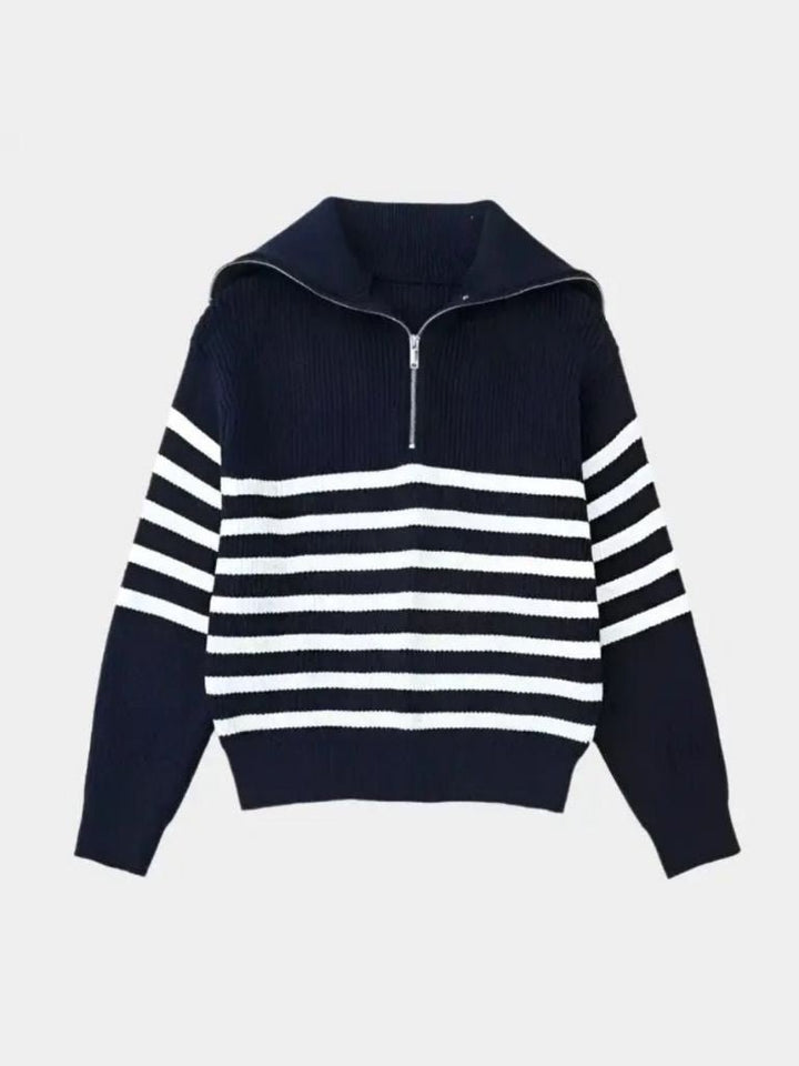 Casual Striped Zip Up Sweater - Dalton & Rowe