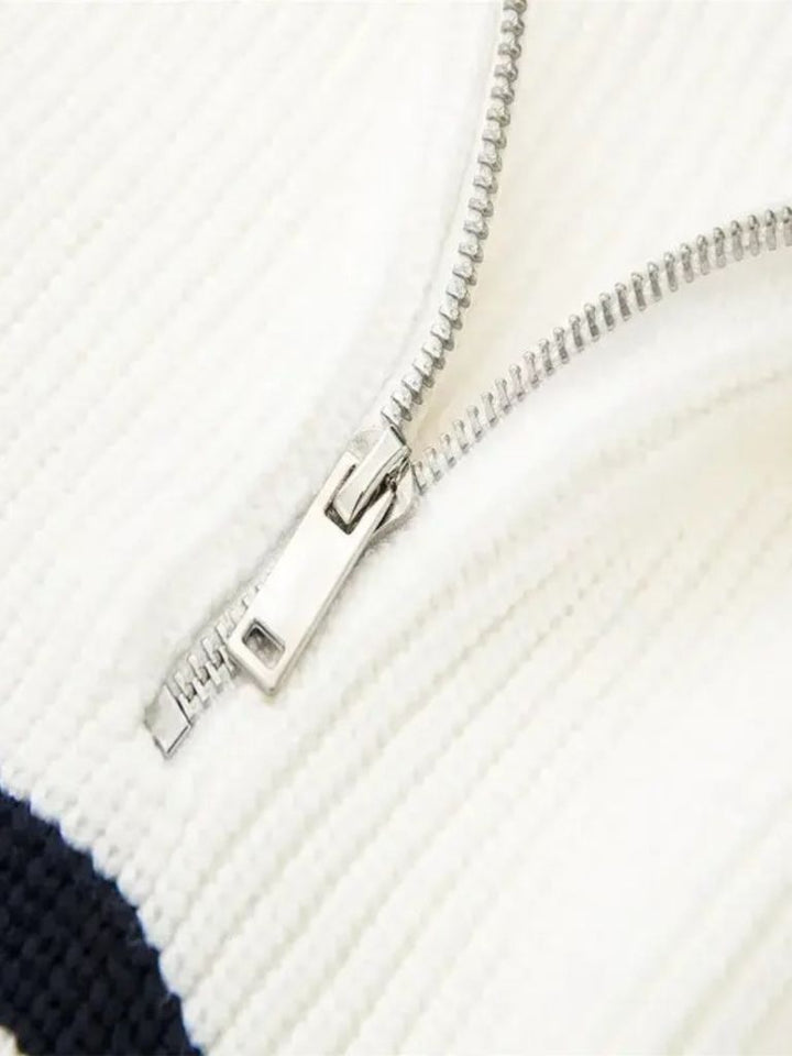 Casual Striped Zip Up Sweater - Dalton & Rowe