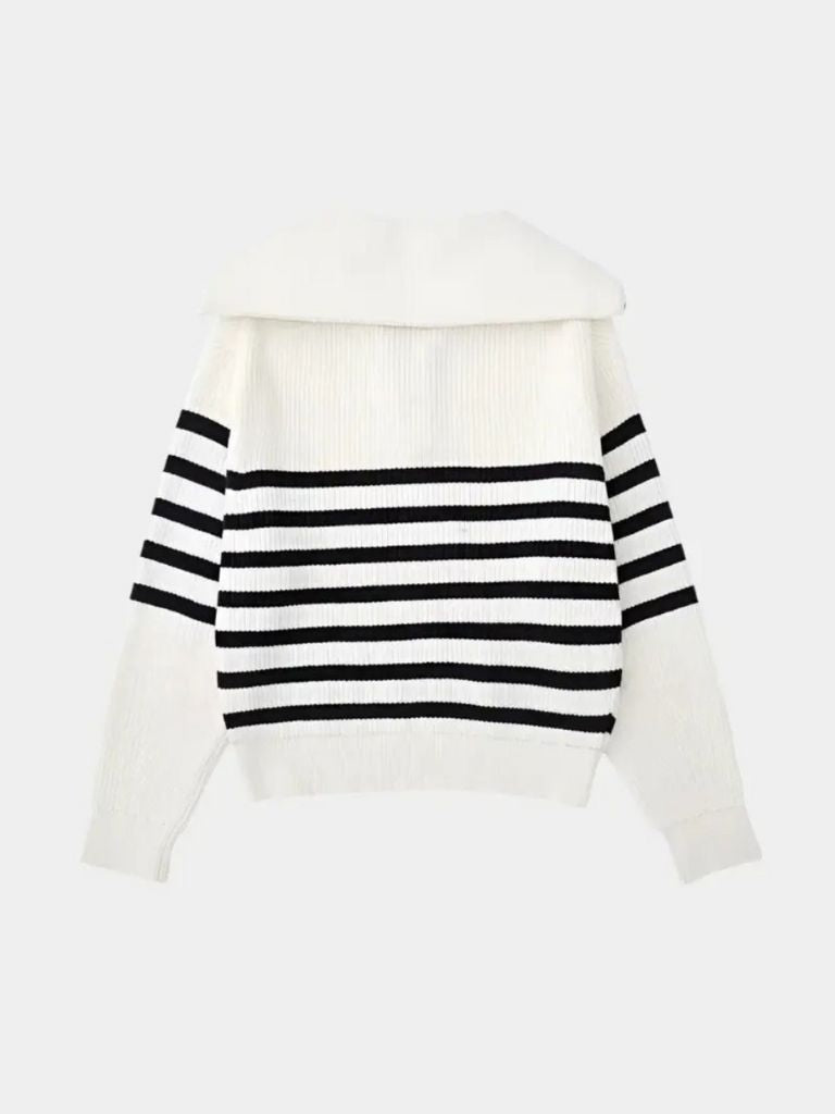 Casual Striped Zip Up Sweater - Dalton & Rowe