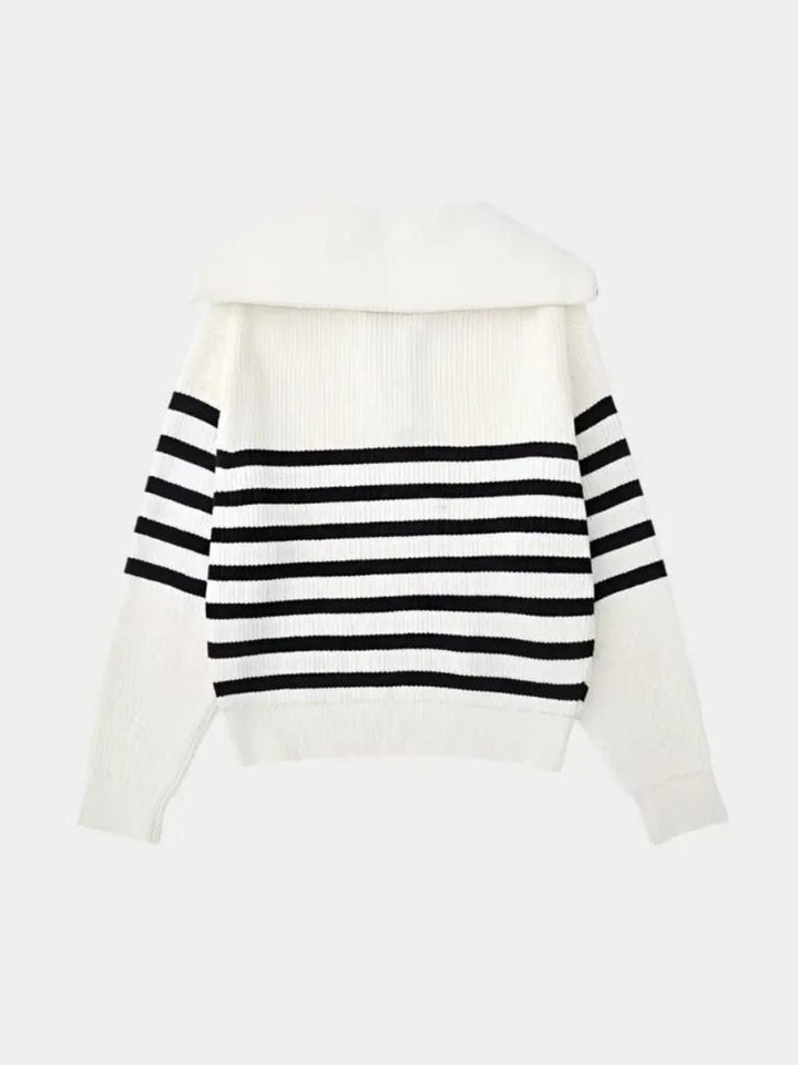 Casual Striped Zip Up Sweater - Dalton & Rowe