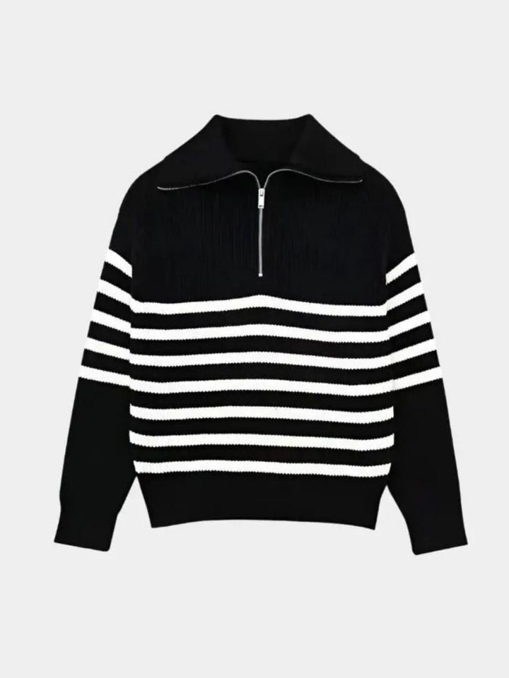 Casual Striped Zip Up Sweater - Dalton & Rowe