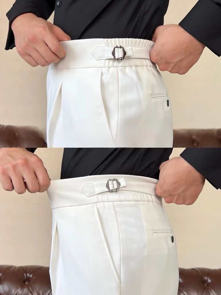 Classic Italy Sidetab Elastic Trousers - Dalton & Rowe