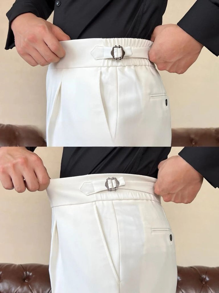 Classic Italy Sidetab Elastic Trousers - Dalton & Rowe