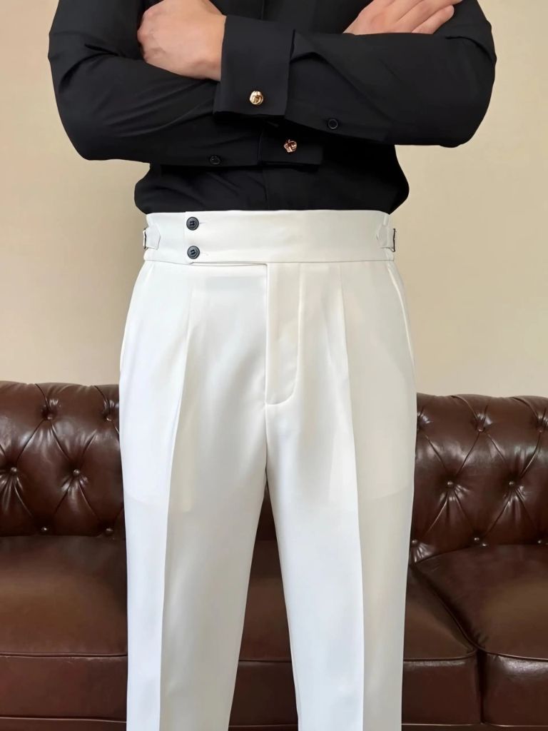 Classic Italy Sidetab Elastic Trousers - Dalton & Rowe
