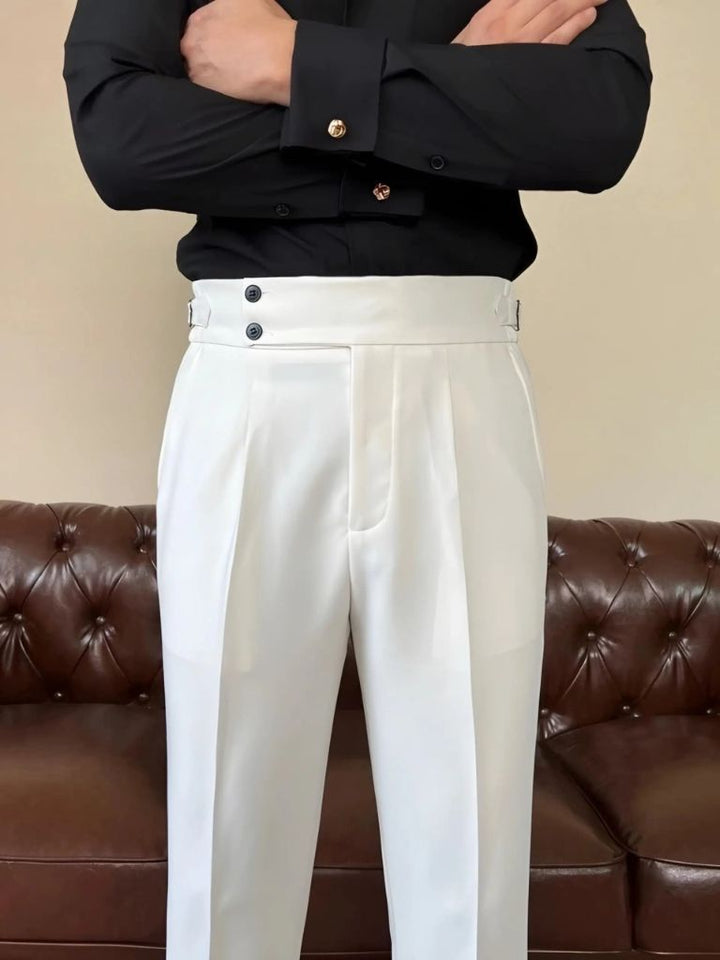 Classic Italy Sidetab Elastic Trousers - Dalton & Rowe