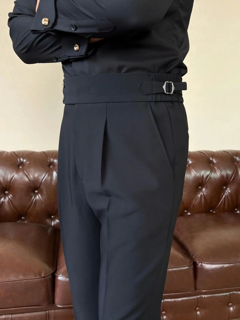 Classic Italy Sidetab Elastic Trousers - Dalton & Rowe