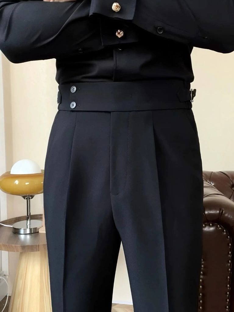 Classic Italy Sidetab Elastic Trousers - Dalton & Rowe