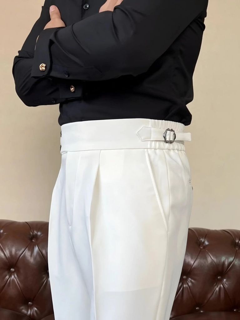 Classic Italy Sidetab Elastic Trousers - Dalton & Rowe