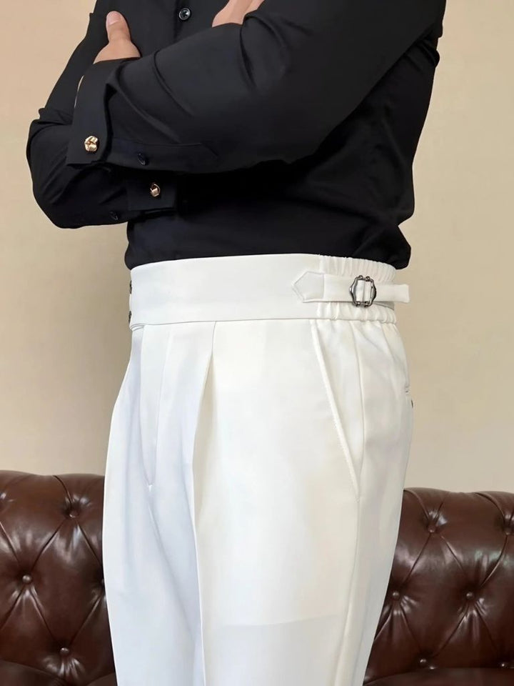 Classic Italy Sidetab Elastic Trousers - Dalton & Rowe