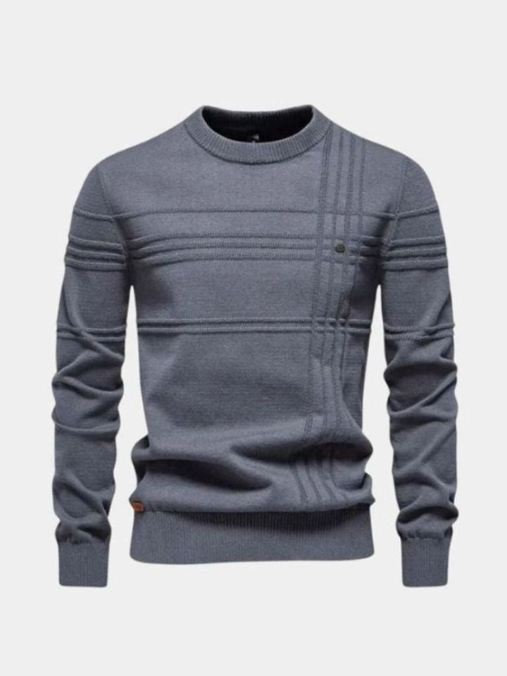 Cotton Knitted Stripped Crew Neck Pullover Sweater - Dalton & Rowe
