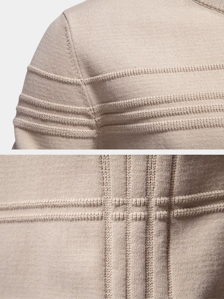 Cotton Knitted Stripped Crew Neck Pullover Sweater - Dalton & Rowe