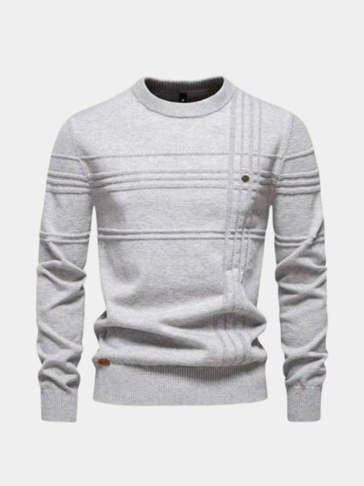 Cotton Knitted Stripped Crew Neck Pullover Sweater - Dalton & Rowe