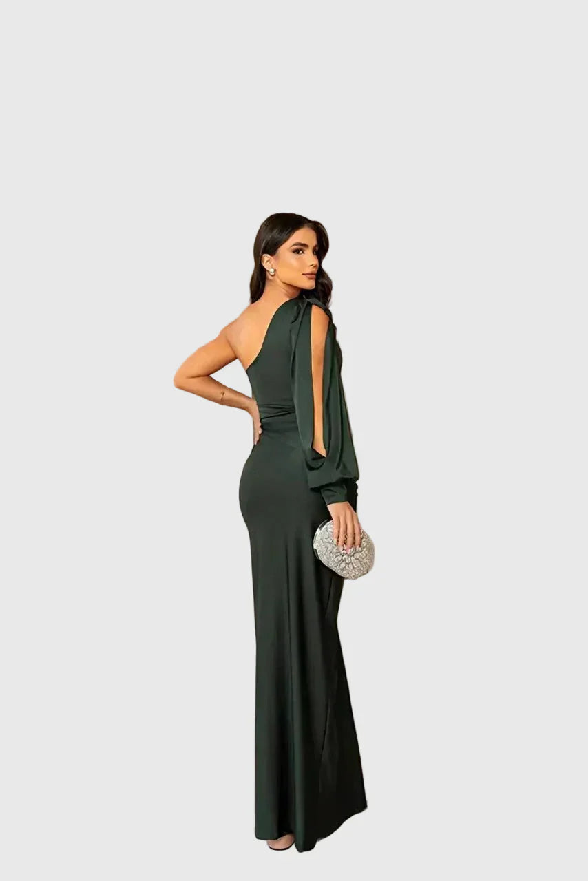 Auriane | Vestido Maxi Asimétrico Satinado