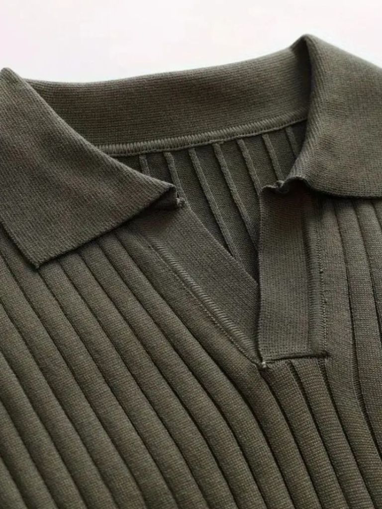 Elegant Open Collar Long Sleeve Polo - Dalton & Rowe