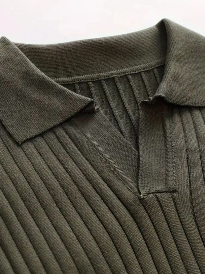 Elegant Open Collar Long Sleeve Polo - Dalton & Rowe