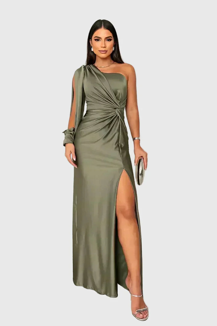 Auriane | Vestido Maxi Asimétrico Satinado