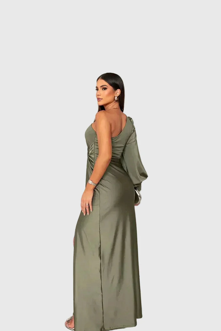 Auriane | Vestido Maxi Asimétrico Satinado