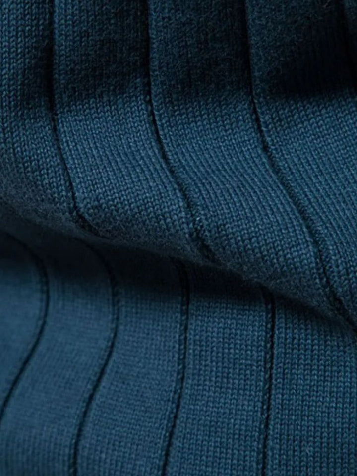Knit Zipper Jacquard Solid Color Cardigan Sweater - Dalton & Rowe