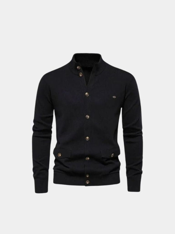 Knitted Stand Collar Cotton Cardigan - Dalton & Rowe