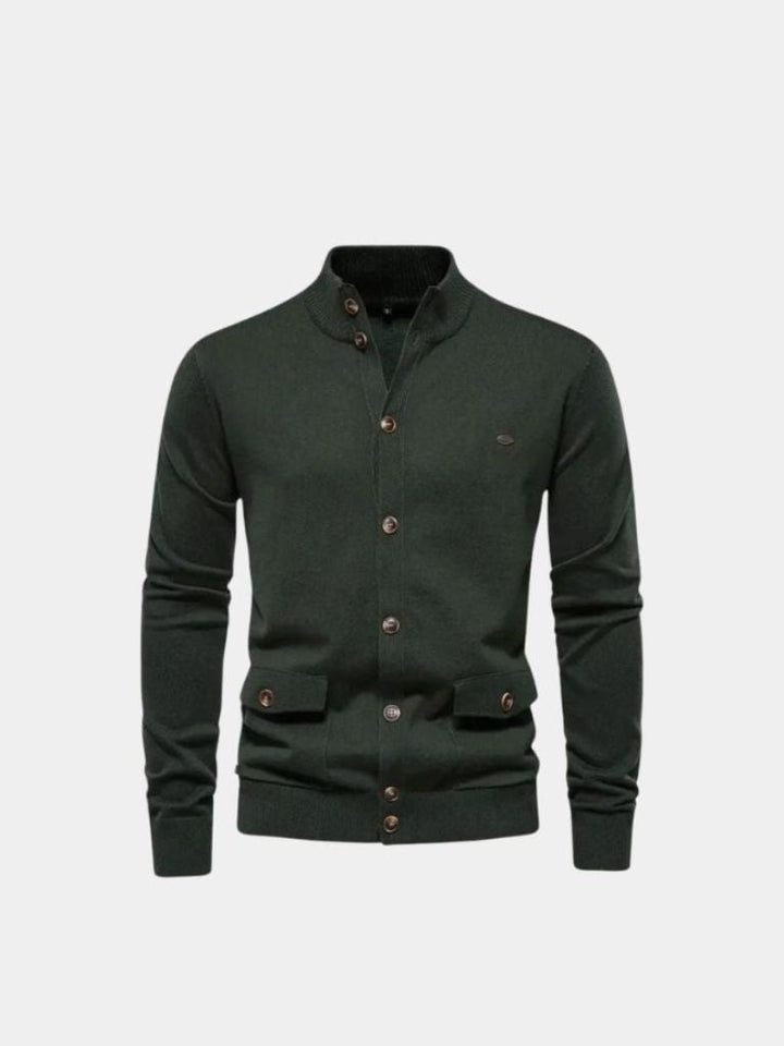 Knitted Stand Collar Cotton Cardigan - Dalton & Rowe