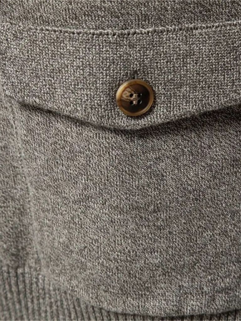Knitted Stand Collar Cotton Cardigan - Dalton & Rowe