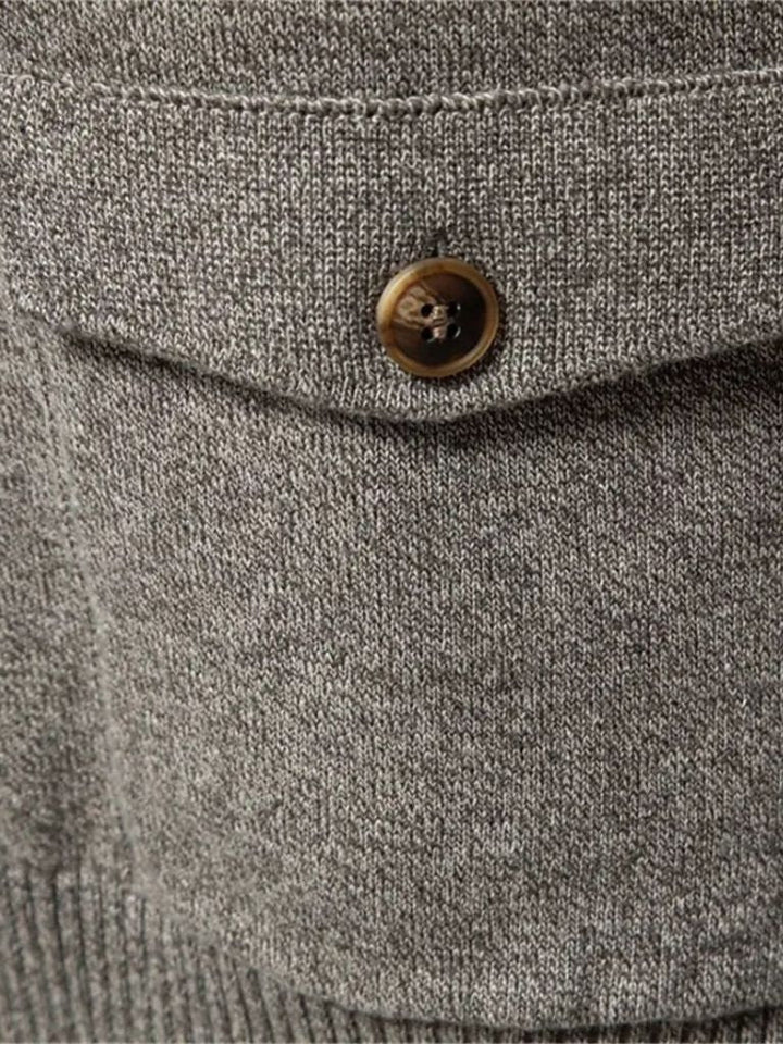 Knitted Stand Collar Cotton Cardigan - Dalton & Rowe