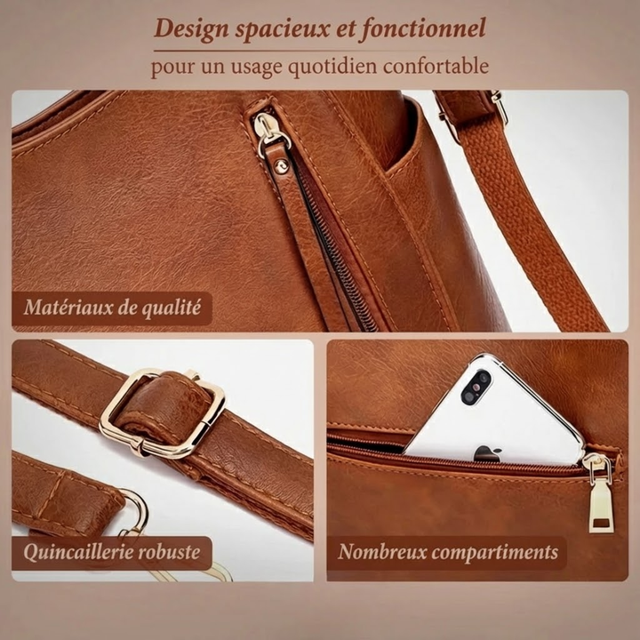 Mélanie | Bolso de Hombro Elegante Multi-Zips