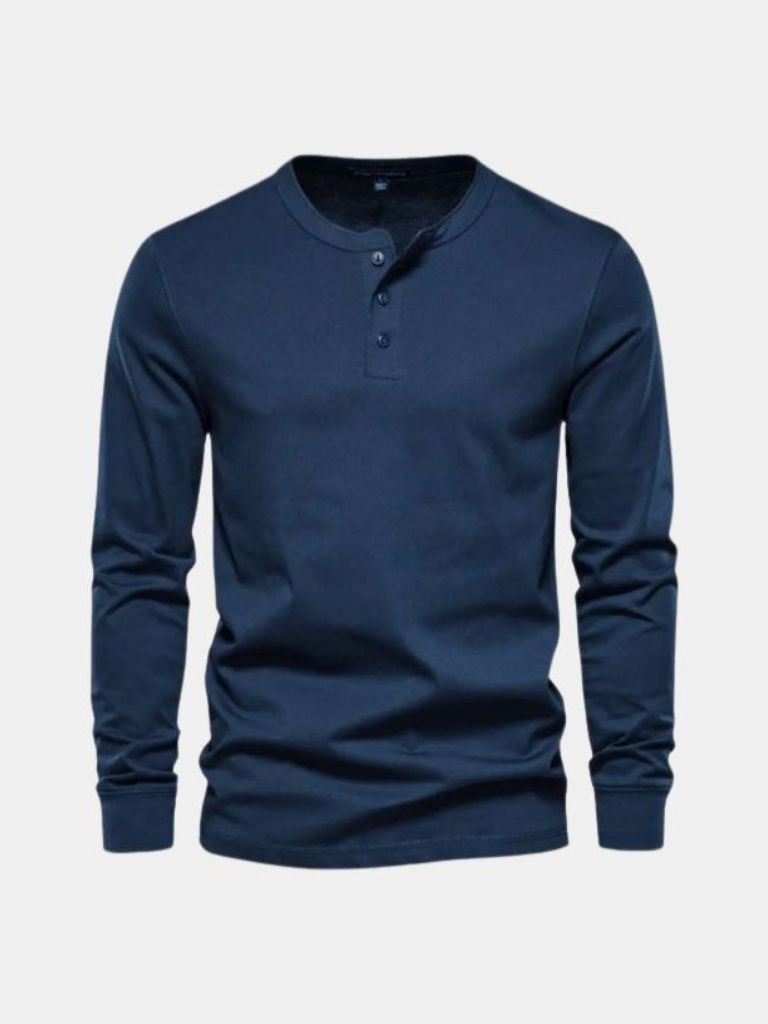 Minimalist Henley Neck Long Sleeve T-Shirt - Dalton & Rowe