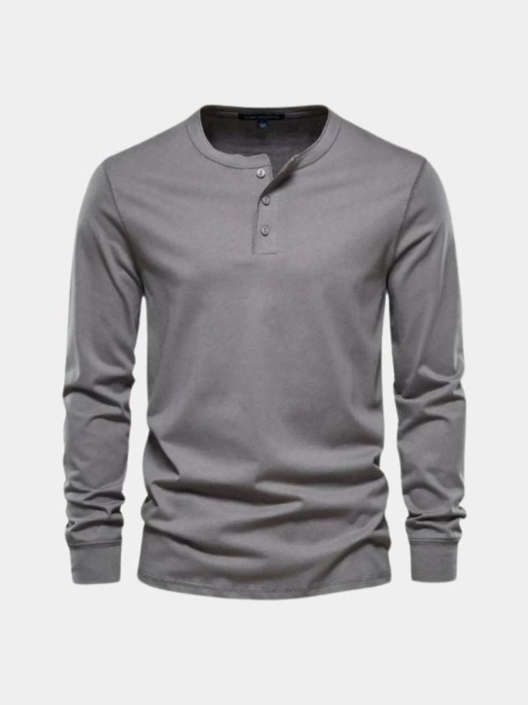 Minimalist Henley Neck Long Sleeve T-Shirt - Dalton & Rowe