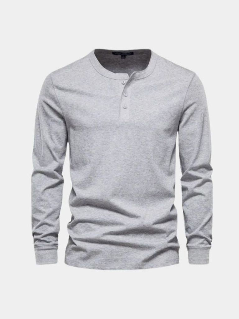 Minimalist Henley Neck Long Sleeve T-Shirt - Dalton & Rowe